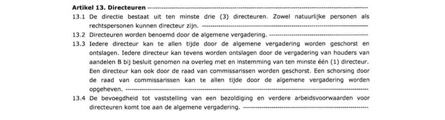Artikel 13 Directeuren